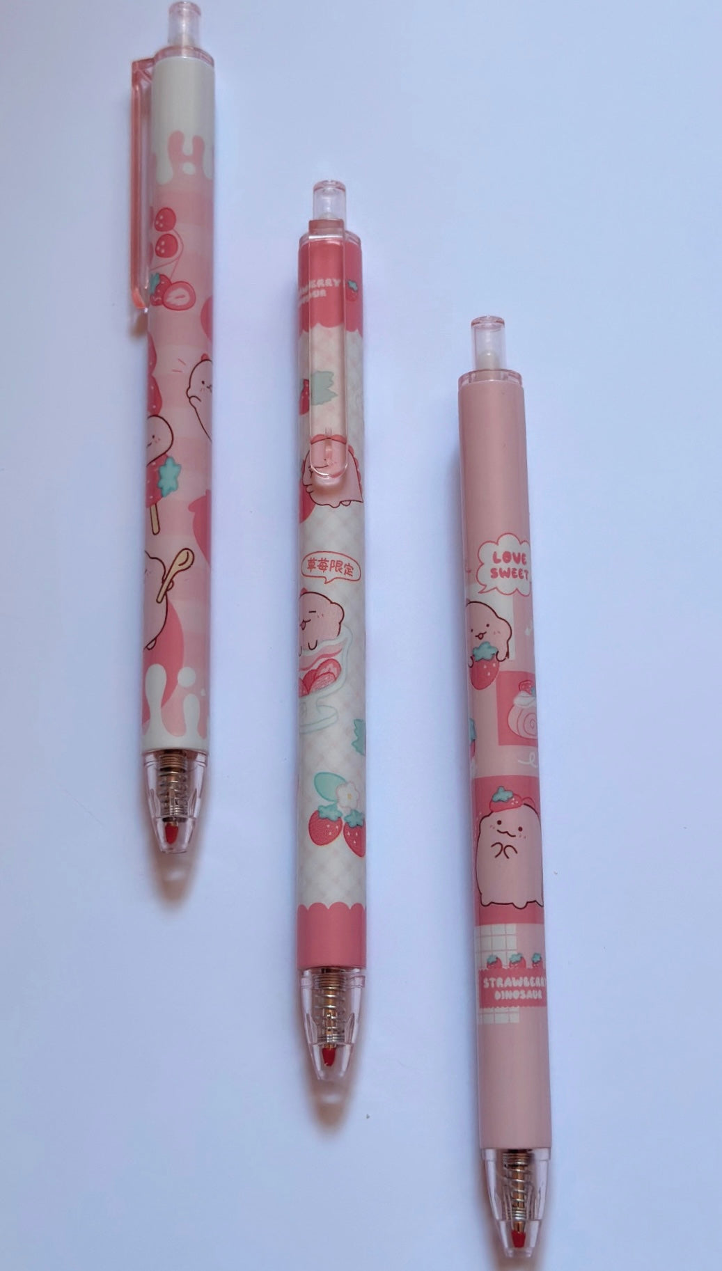 3pc set - Strawberry Sweet Dino Collection Pen / A