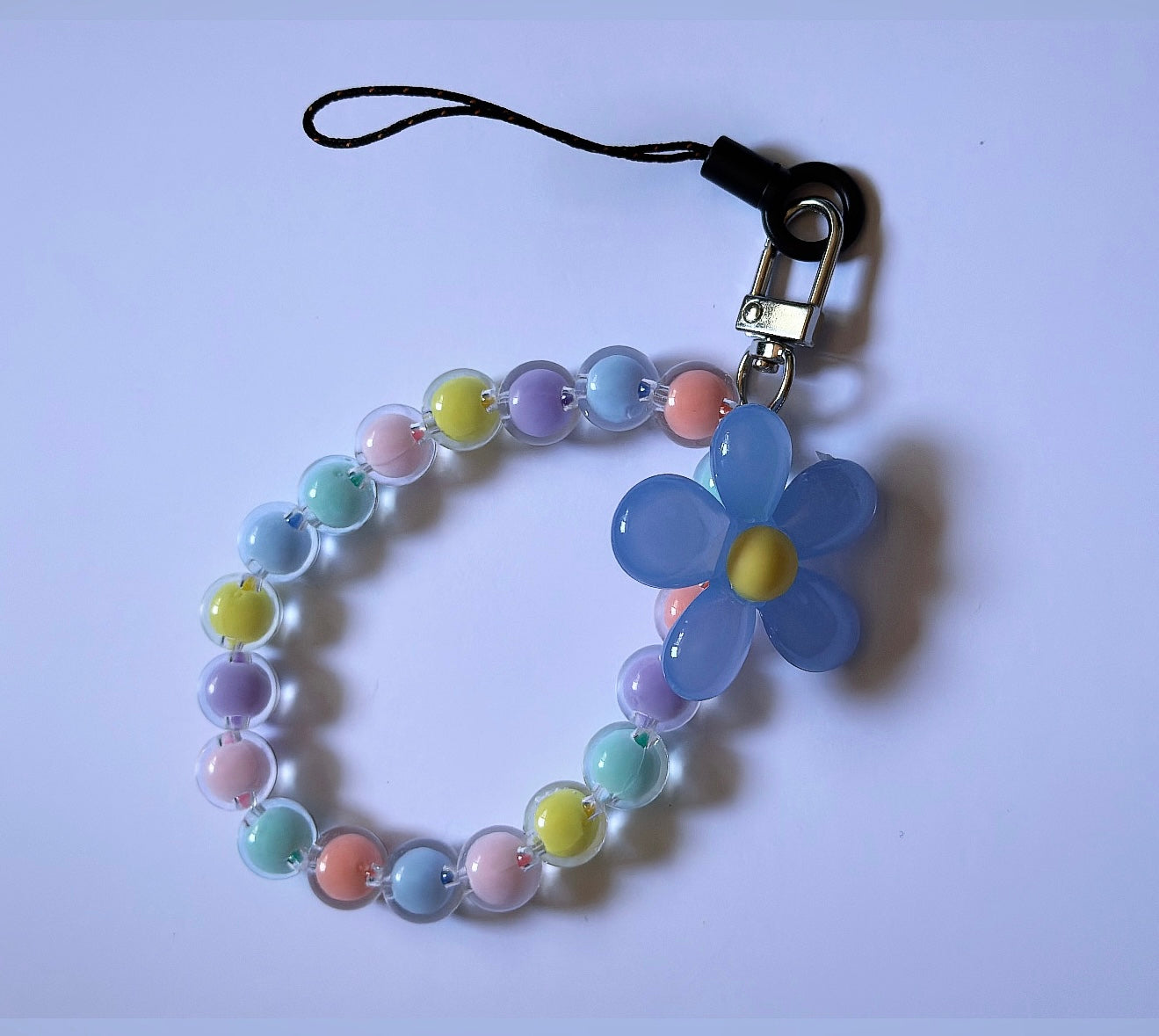 Flower beaded phone keyring