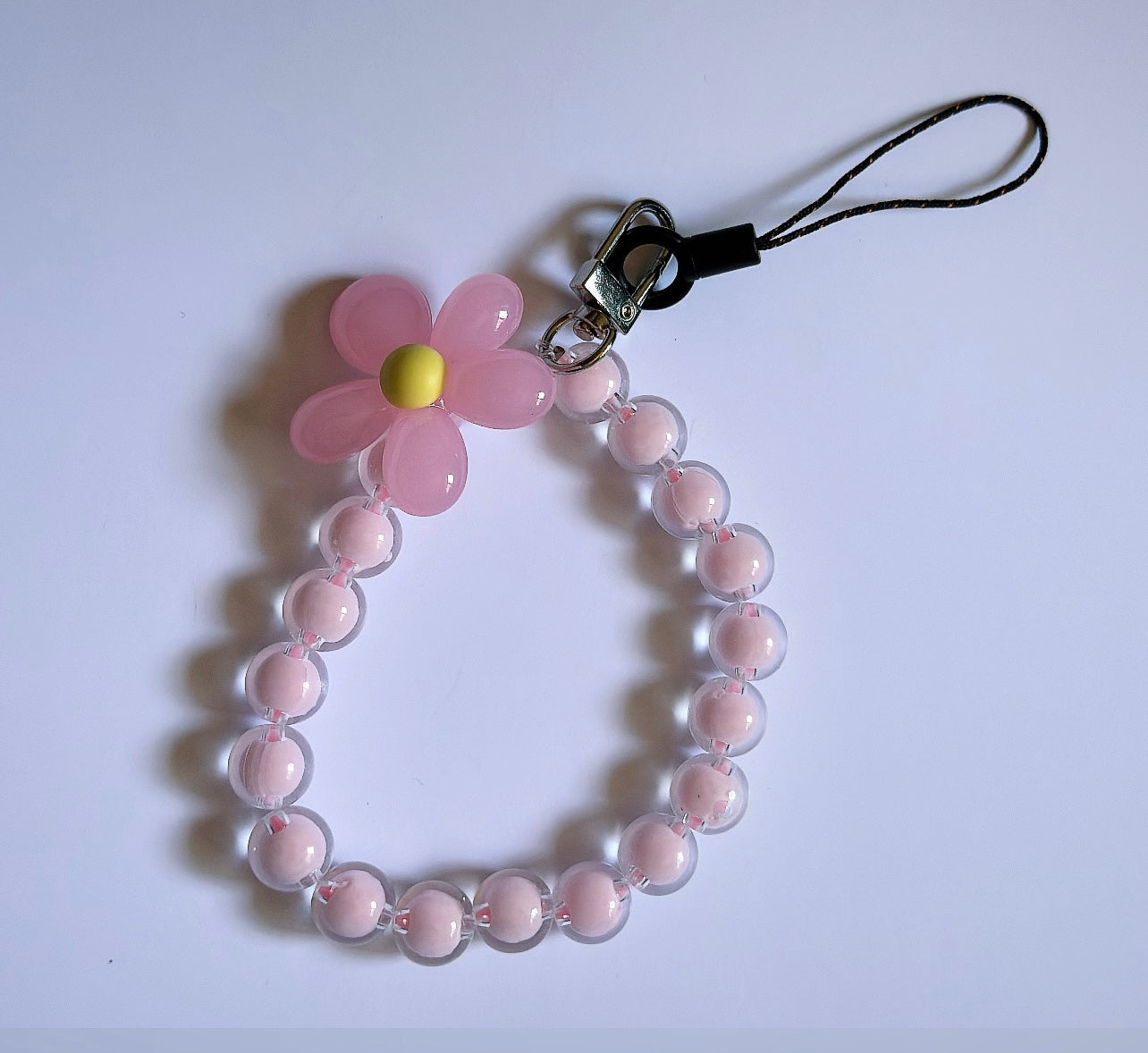 Flower beaded phone keyring