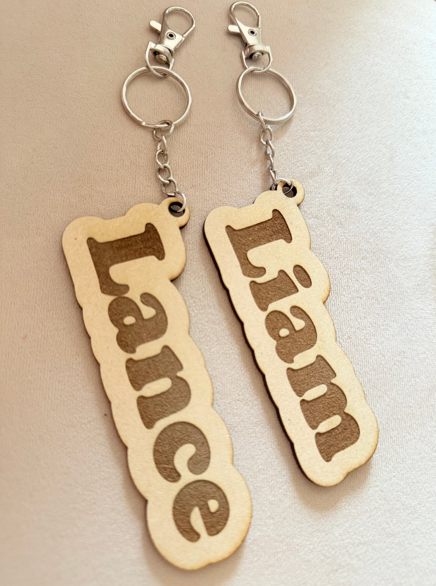 Custom Laser Engraved Wooden Name Keychain