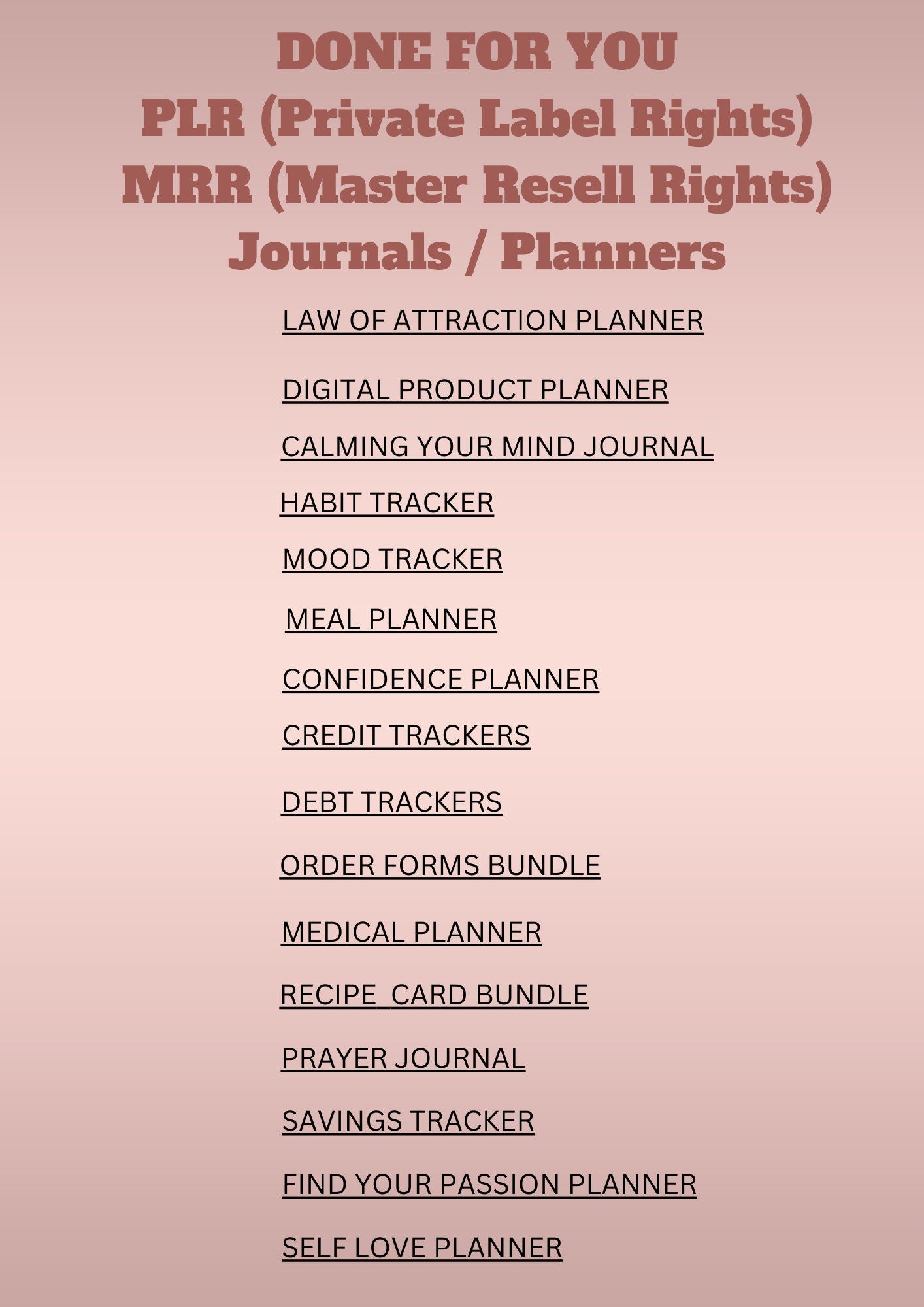Done For You Planners and Journals with MRR/PLR