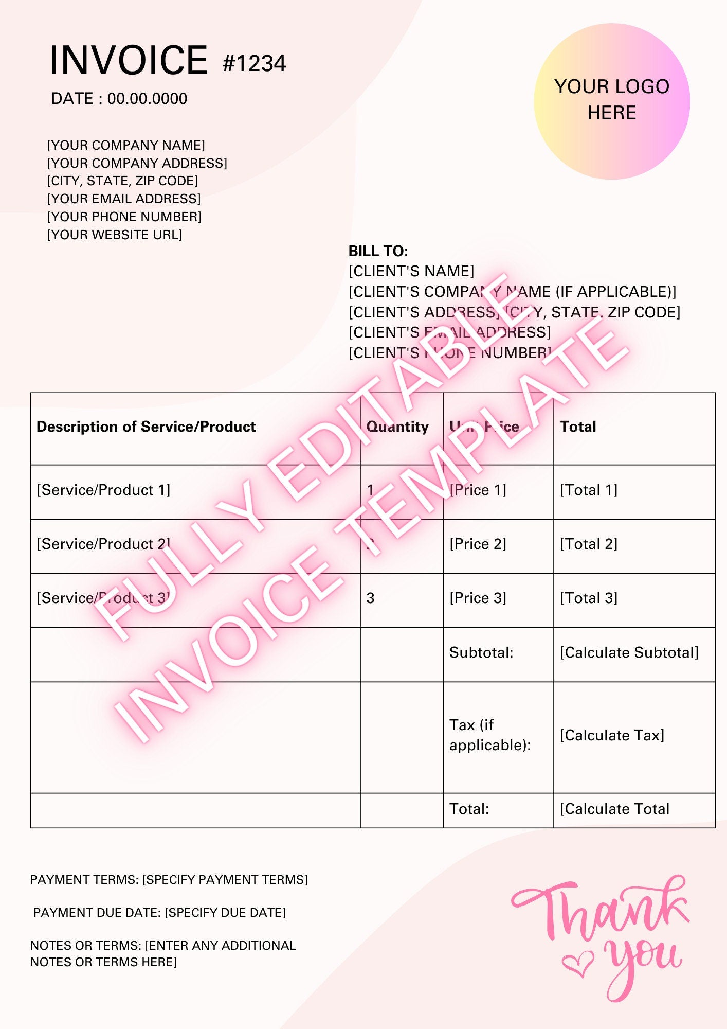 Editable Invoice Template