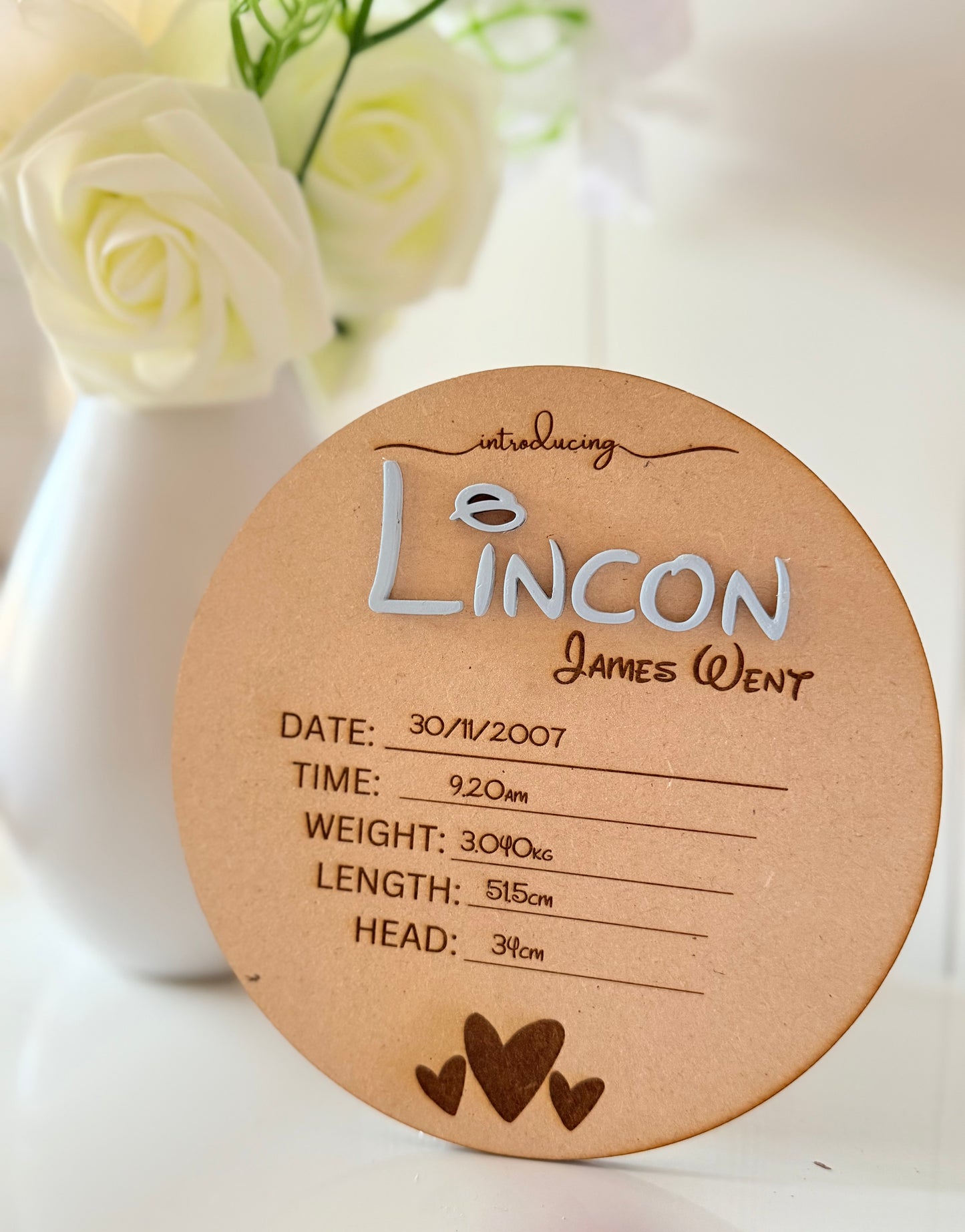 Personalised Wooden Birth Plaque