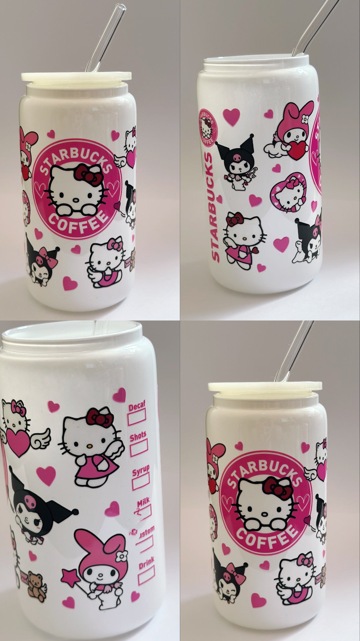 HK starbucks - 16oz white glass can