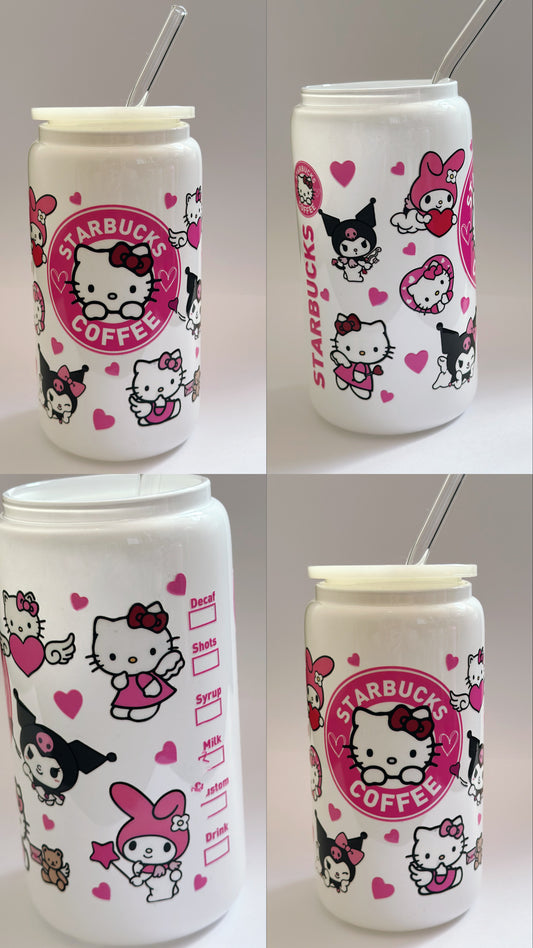 HK starbucks - 16oz white glass can