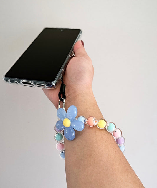Flower beaded phone keyring
