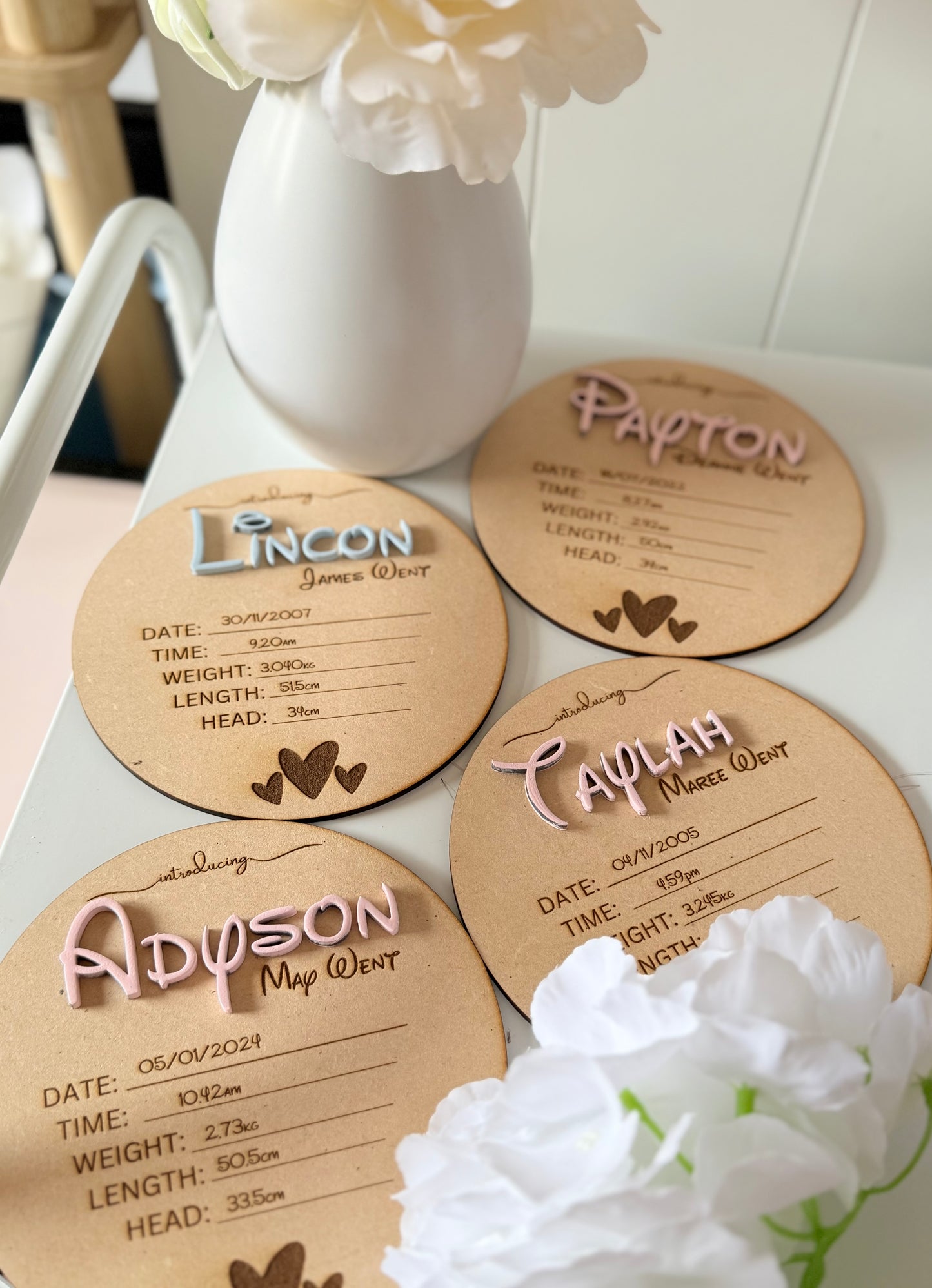 Personalised Wooden Birth Plaque