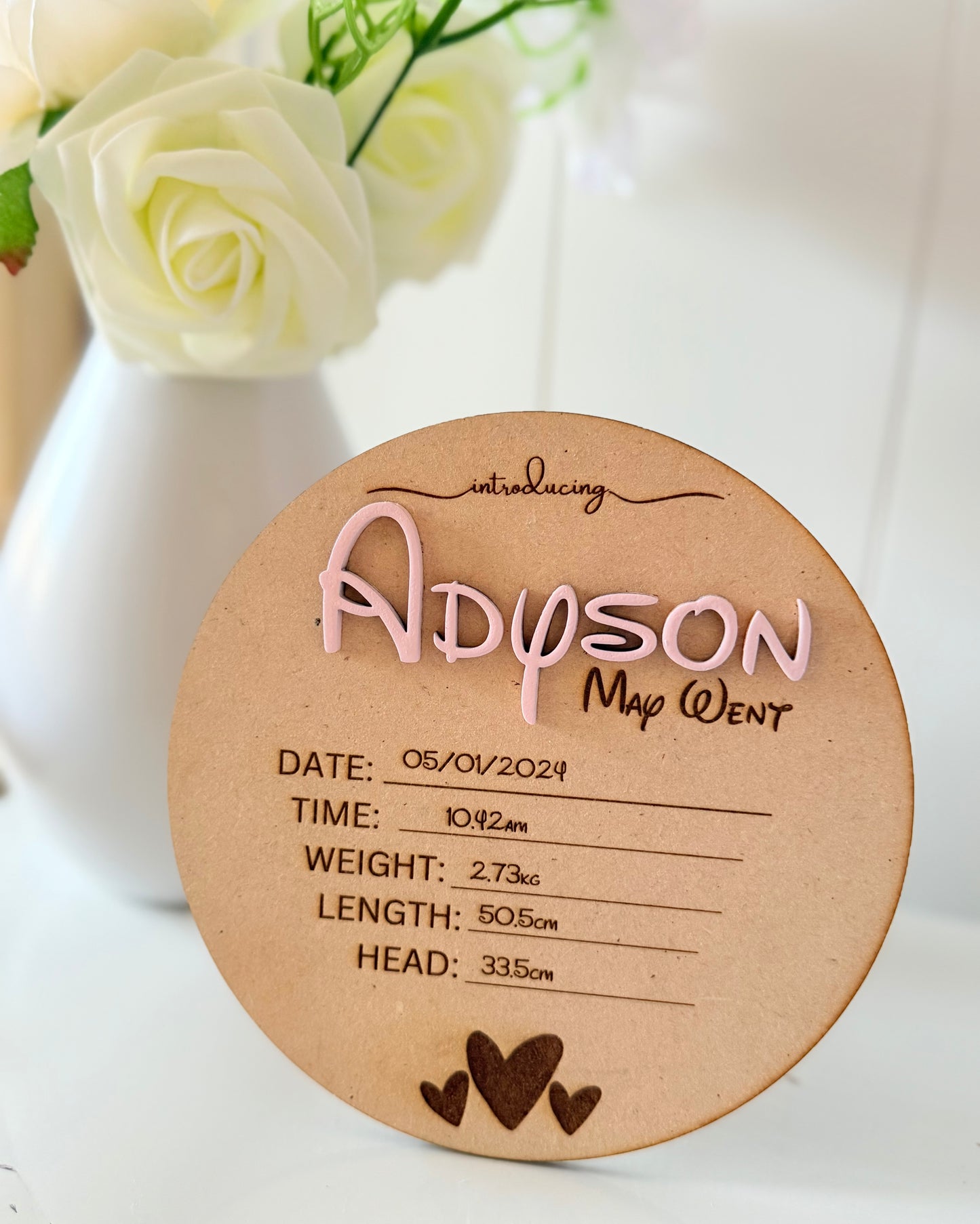 Personalised Wooden Birth Plaque