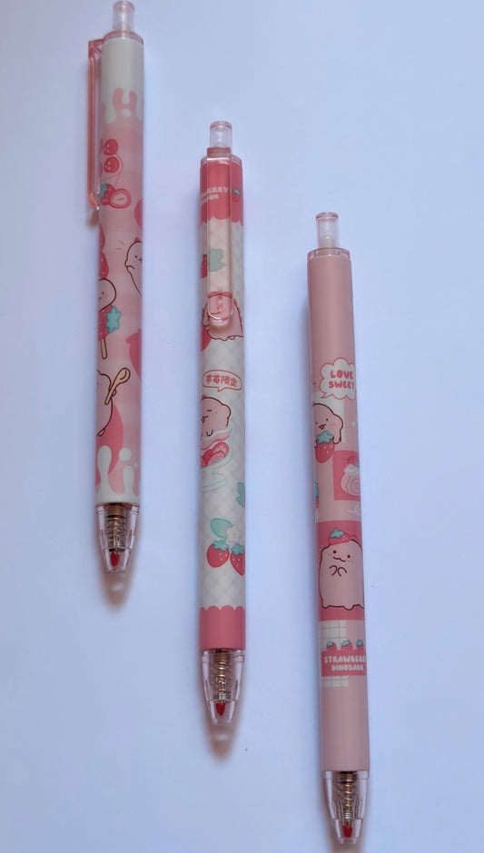 3pc set - Strawberry Sweet Dino Collection Pen / A