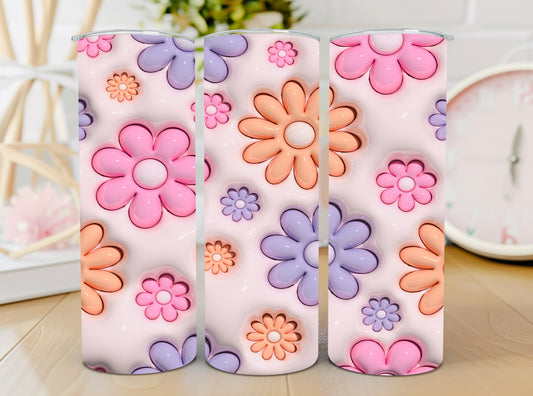 Pinky peach flower / 3D inflated 20oz