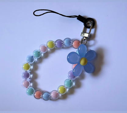 Flower beaded phone keyring