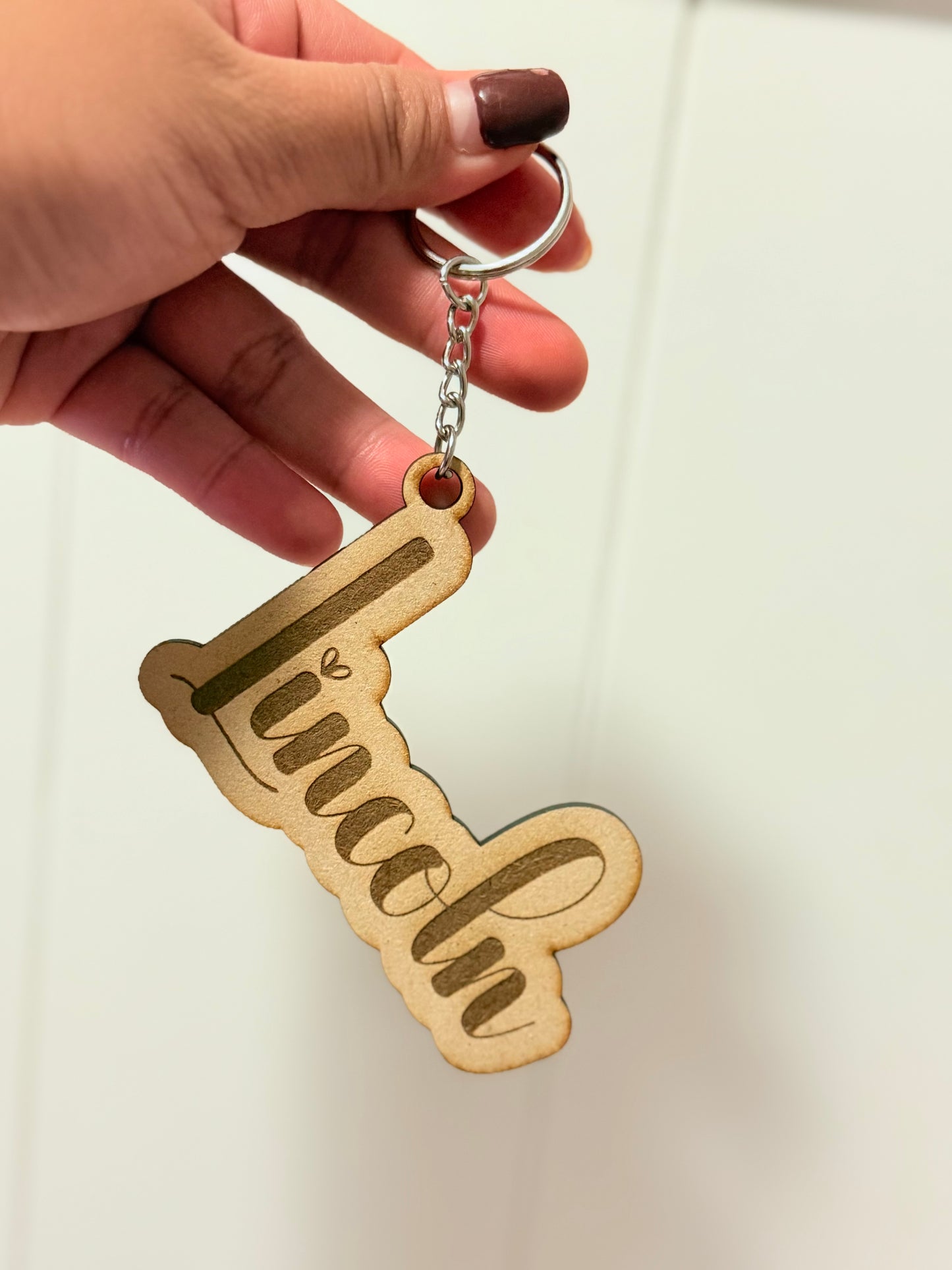 Custom Laser Engraved Wooden Name Keychain