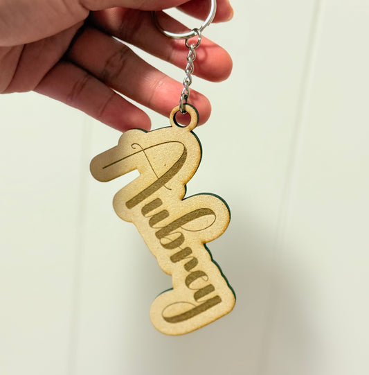 Custom Laser Engraved Wooden Name Keychain