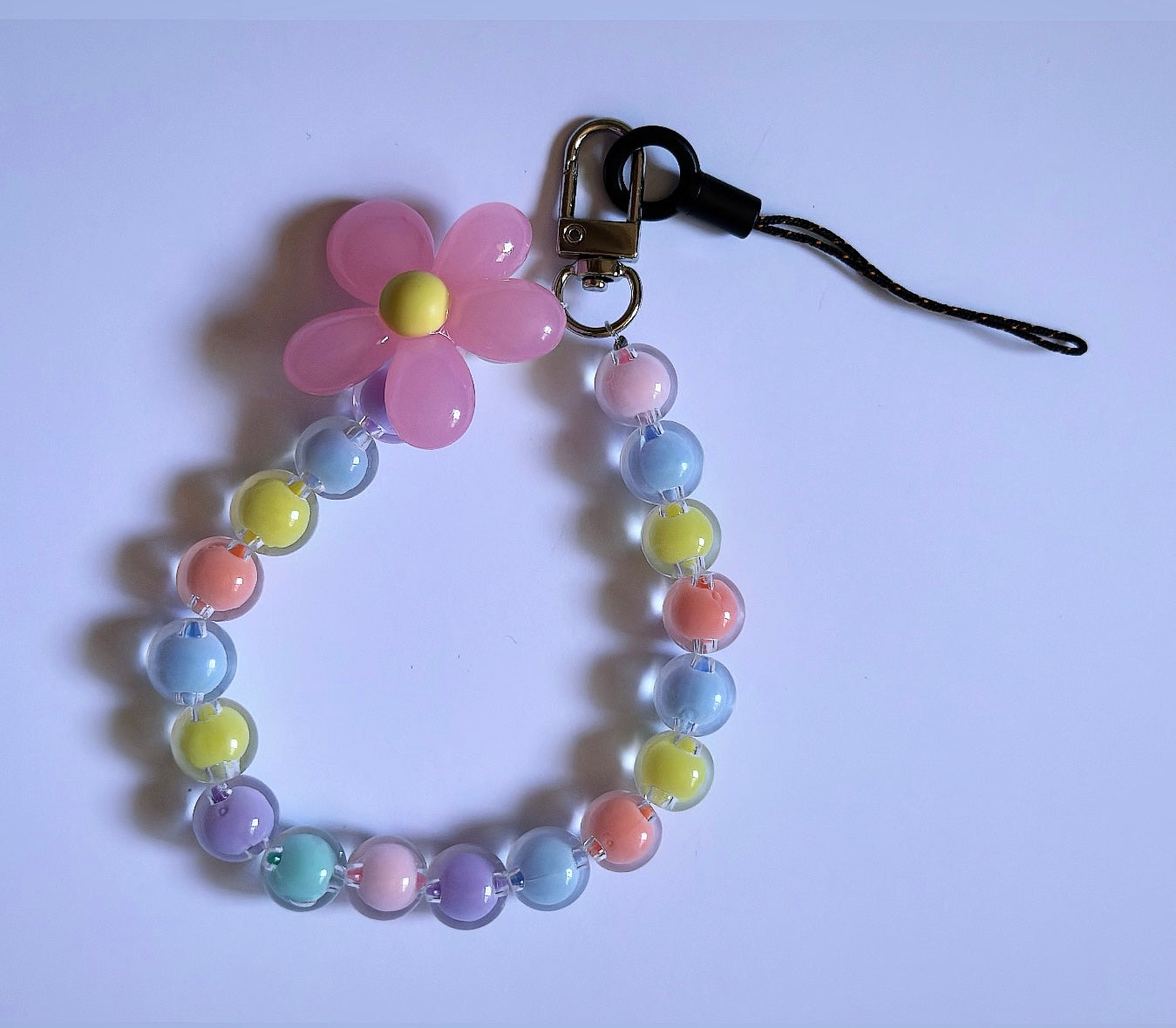 Flower beaded phone keyring