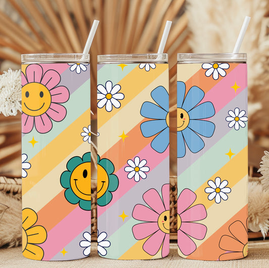 Rainbow boho flowers - 20oz tumbler