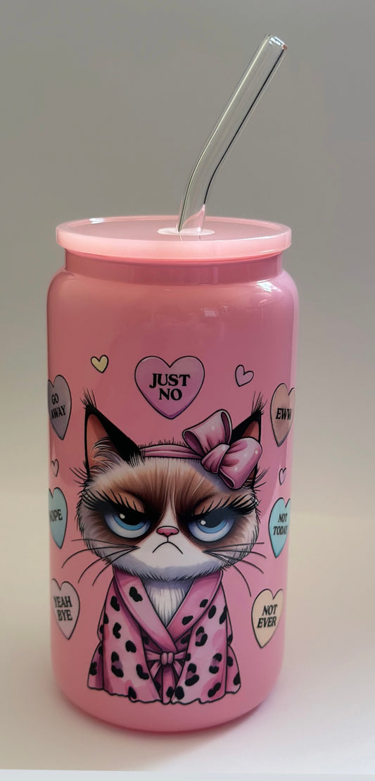 Pinky Cat - 16oz Glass can