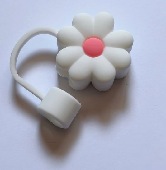 Straw Cover - White Flower