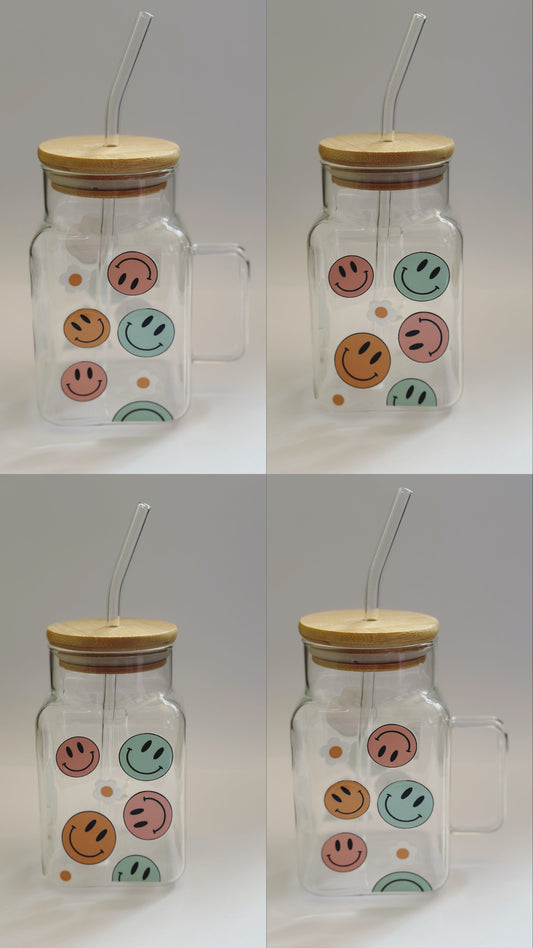 Smileys - 20oz square glass tumbler