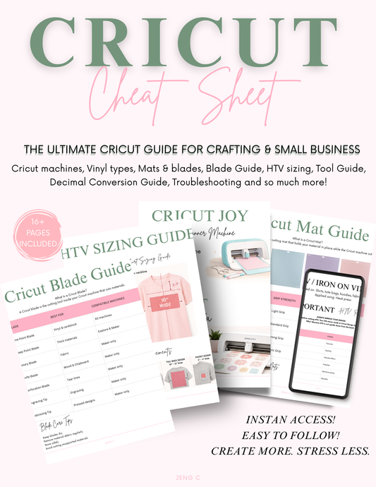 Cricut Cheat Sheet / Cricut Beginner Handbook!