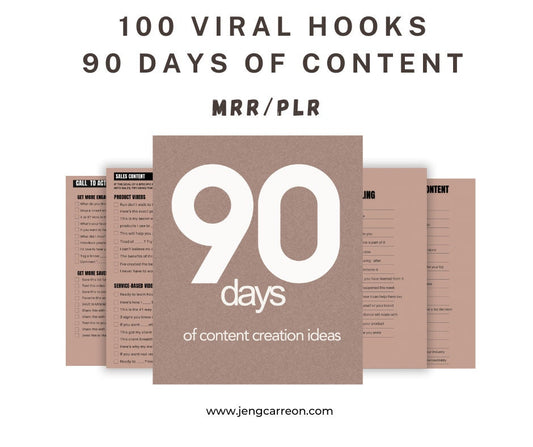 100 Viral Hooks, 90 days of Content - MRR/PLR