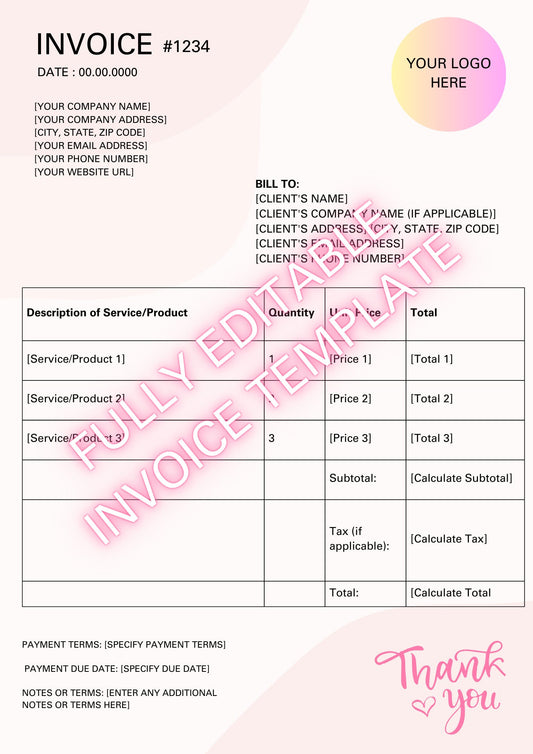 Editable Invoice Template